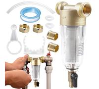 WIYETY Filtro acqua riutilizzabile 2,5 cm per rubinetto - Sistema di filtrazione a sedimenti Spin Down con filettatura maschio 3/4" - Cartuccia fine lavabile