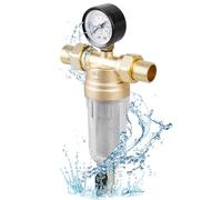 WIYETY Filtro dell'acqua per risciacquo: riduttore di pressione da 1 pollice, riutilizzabile, prefiltro dell'acqua sedimentaria con manometro, 40 μm, 6T/H