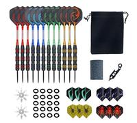 WIYETY Freccette con punta in metallo, 12 pezzi di freccette professionali in acciaio con fusto Flights, Orings, Flight Protektors, Attrezzi e custodia, Purpose Dart Tool, per casa, sala giochi, club