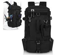 WIYETY Grande zaino da pesca con porta canna, impermeabile, zaino multifunzione militare, per campeggio, sport all'aria aperta, escursionismo, ciclismo, nero, 45 x 16 x 23 cm