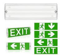 WIYETY Illuminazione di emergenza a LED, luce continua, illuminazione di emergenza con batteria di emergenza 3 ore, luce via via di fuga con pulsante di prova manuale, 4 spiktogrammi di uscita di