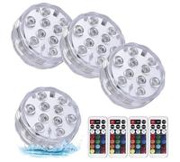 WIYETY Illuminazione Subacquea Piscina Con Telecomando 4 Pezzi Luce Piscina RGB Con 16 Colori, Multicolore RGB Luci Piscina, Luci Decorative Per Piscina