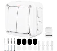 WIYETY Interruttore doppio universale 16A: Interruttore resistente alle intemperie, Interruttore impermeabile IP66 con protezione dalla polvere, Interruttore doppio con spia luminosa, Interruttore