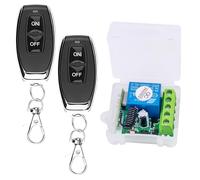 WIYETY Interruttore radiocomandato da 12 V, relè radio, interruttore radio da 433 mhz con 2 trasmettitori, senza potenziali contatti relè controller per porte a rullo, luci del motore, porta del