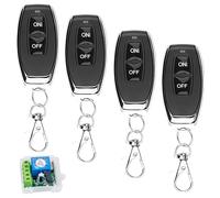 WIYETY Interruttore radiocomandato da 12 V, relè radio, interruttore radio da 433 mhz con 4 trasmettitori, senza potenziali contatti relè controller per porte a rullo, luci del motore, porta del