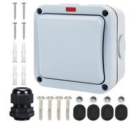 WIYETY Interruttore universale 16A resistente alle intemperie: Interruttore impermeabile IP66 resistente alla polvere, con interruttore indipendente e spia luminosa, interruttore per esterni, per