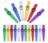 WIYETY Kazoo Kazoo - Set da 18 pezzi, in plastica, Kazoo Instrumento, per amanti della musica, principianti, prezzi, feste, regali (oro, argento, verde, rosso, blu, viola, 12,3 x 1,9 cm)