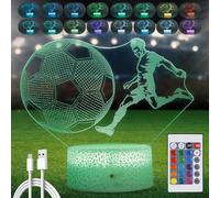 WIYETY Lampada da Calcio 3D Illusione con Luce Notturna, Telecomando e 16 Cambiamenti di Colore - Regalo per Ragazzi, Cameretta dei Bambini