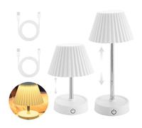 WIYETY Lampada da tavolo a batteria a LED ricaricabile: 2 pezzi lampada da tavolo ricaricabile USB ricaricabile, lampada da tavolo telescopica dimmerabile, lampada da comodino tattile, adatta per