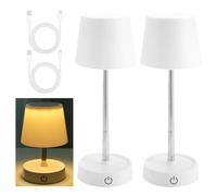 WIYETY lampada da tavolo a LED con batteria USB, ricaricabile, 2 pezzi, telescopica, dimmerabile, lampada da comodino tattile