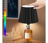 WIYETY Lampada da tavolo a LED ricaricabile, paralume per bottiglie, dimmerabile, 4 modalità RGB, senza fili, con batteria da 2000 mAh, portatile, per bar, casa, soggiorno, colore nero