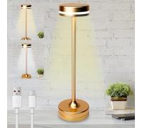 WIYETY Lampada da tavolo a LED senza fili, batteria da 2000 mAh, lampada da tavolo ricaricabile, lampada da tavolo con USB, dimmerabile, 3 temperature di colore, per tavolo da pranzo, comodino,