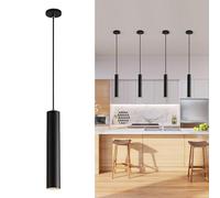WIYETY Lampadario a sospensione cilindro: altezza regolabile lampada a LED con lampadina 7 W, lampada a sospensione lunga per cucina, sala da pranzo, comodino, camera da letto, bar, bianco caldo 3000