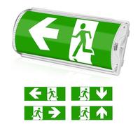 WIYETY LED Illuminazione di Emergenza Continua con Batteria 3h, Via di Fuga con Pulsante di Prova Manuale, 4 Spiktogrammi