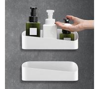 WIYETY Mensola Doccia Senza Foratura: 2 Pezzi Mensola Doccia Bagno Autoadesiva Plastica Mensola Bagno Cucina Mensola Organizer Porta Shampoo Doccia Mensole Bagno Autoadesiva Senza Foratura (Bianco)
