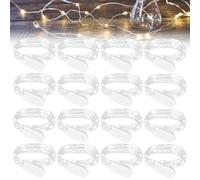 WIYETY Mini catena di luci a LED, 16 pezzi, colore bianco, con batteria, 2 m, 20 LED, per esterni, per fai da te, feste, bottiglie, regali, matrimoni, feste, Natale