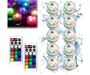 WIYETY Mini Luci LED a Candela: 20 Pezzi Cambio Colore Impermeabili Mini Luci LED Sommergibili, Luci Colorate RGB con 2 Telecomandi, per Vaso, Acquari, Halloween, Natale