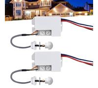 WIYETY Mini Rilevatore di Movimento: 2 Pezzi Mini Infrarossi Rilevatore di Movimento per Installazione Interna 220 V, Raggio di Rilevamento 6 m Mini Sensore di Movimento con Sensore Crepuscolare