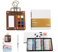 WIYETY Mini tavolozza di colori ad acquerello: 8 griglie portatili, set da viaggio ad acquerello, tavolozza da viaggio ad acquerello, tavolozza con pennello ad acquerello, libro da disegno