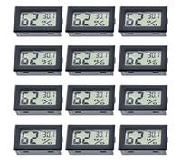 WIYETY Mini termometro igrometro interno: 12 pezzi termometro digitale quadrato con conversione ℃/℉, termometro per ambiente per soggiorno, ufficio, serra, studio, cantina del vino (nero)