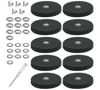 WIYETY MTS Magnete - Magneti al neodimio, gommati extra forti, 10 pezzi, con diametro di 43 mm, con filettatura esterna M6 e cacciavite, 10 kg, magnete avvitabile per viti, occhiello o gancio