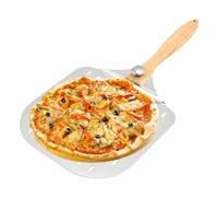 WIYETY Pala per pizza perforata, grande, 39 x 31 cm, con manico in legno rimovibile, per pizza, pane, torte, design perforato