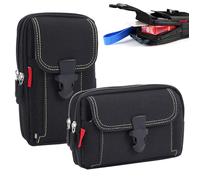 WIYETY Porta Cellulare da Cintura: 2 Pezzi Borsello da Cintura Uomo, Holster Mobile Phone, Fondina Cellulare Portacellulare, Durevole Porta Telefono per Campeggio, Ciclismo, Pesca, Nero