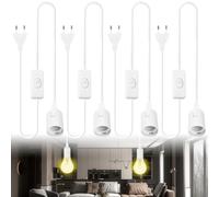 WIYETY Portalampada E27 con interruttore: 4 pezzi con cavo da 4,5 m, attacco per lampada a sospensione - Bianco