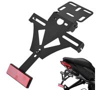 WIYETY Portatarga per moto: portatarga universale regolabile, supporto per licenza con illuminazione targa per la maggior parte dei modelli di moto comuni