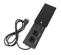 WIYETY Presa da tavolo con copertura: piano in alluminio, presa a scomparsa, presa da incasso con 2 prese, 2 USB e tipo C, presa da incasso con cavo da 1,8 m, per scrivania, cucina, ufficio