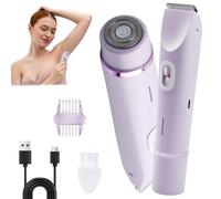 WIYETY Rasoio elettrico da donna 2 in 1: rasoio intimo a doppia testa per donne, bikini trimmer, impermeabile bagnato e asciutto per viso, corpo, gamba, bikini, viola