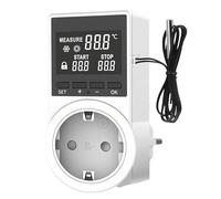 WIYETY Regolatore di temperatura 230 V con sonda: prese digitali termostato con schermo LCD, regolatore di temperatura Play e Plug con 2 testine termometri per serra, acquario, terrario