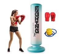 WIYETY Sacco da boxe gonfiabile da 180 cm, con base non cadente, con guantoni da boxe, pompa UNE, per allenamento di pugilato di adolescenti e adulti, aiuta ad alleviare lo stress