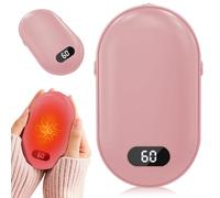 WIYETY - Scaldamani ricaricabile, 5200 mAh, scaldamani elettrici, con USB, ricaricabile, per attività all'aperto, caccia, golf, rosa