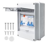 WIYETY Scatola dei fusibili da parete, scatola di distribuzione a parete, IP65, subdistribuzione, da parete con interruttore, scatola di distribuzione per giardino o esterni, ville, colonne di carica