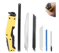 WIYETY Sega a mano con 6 lame: sega a mano multifunzionale, manico con 6 lame per sega a sciabola, per legno, metallo, pannelli da parete, compensato, plastica e plastica