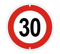 WIYETY Segnale stradale in alluminio, 30 km/h: segnale stradale 30 cm di diametro, segnale stradale per esterni, montaggio per strade e parcheggi (alluminio/30 cm)