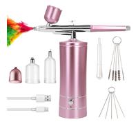 WIYETY Set aerografo con compressore: vita media rosa, aerografo ricaricabile portatile, ricaricabile, pistola aerografo portatile per viso, corpo, unghie, rosa