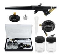 WIYETY Set aerografo: pistola professionale per aerografo, con adattatore di aspirazione dell'aria e interruttore della pressione dell'aria, pistola per verniciatura 15-50 PSI per modellismo, make-up
