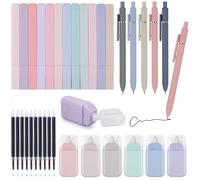 WIYETY Set di 33 evidenziatori pastello: 12 pennarelli estetici, 5 penne gel con inchiostro nero con 10 mine di ricambio incluse e 6 nastri correttivi per articoli scolastici per diario, bibbia,