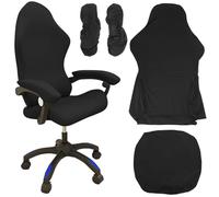 WIYETY Set di 4 coprisedia da gioco, lavabile, con braccioli e schienale della sedia, colore nero, per sedia da ufficio, per sedia da gamning, sedia da computer girevole