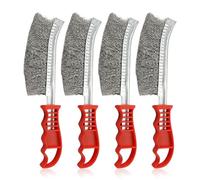 WIYETY Set di 4 spazzole metalliche: spazzola in acciaio inox, piccole spazzole metalliche con setole, spazzola in filo a mano con manico curvo, spazzola in acciaio per la pulizia di scorie di sudore,