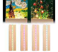 WIYETY Set di 4 supporti di base LED USB in legno con base a LED da scrivania, con interruttore USB, per piastre acriliche fai da te, per vetro smerigliato, piastra di cristallo