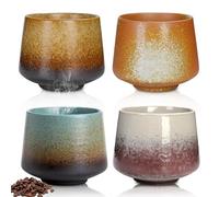 WIYETY Set di 4 tazze da caffè in ceramica, realizzate a mano, con pareti spesse, 190 ml, per espresso, moka, macchiato, tè (ceramica grossa)