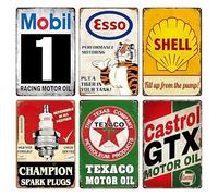 WIYETY Set di 6 targhette in metallo, 20 x 30 cm, per garage, in metallo, stile vintage, per officina, decorazione della casa, della stanza, della bar, decorazione