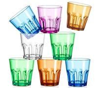 WIYETY Set di 8 Pezzi Bicchieri Bicchieri Acqua Bicchieri in acrilico Riutilizzabile Plastica Colorati Lavabili in Lavastoviglie Set Bicchieri Vino Acqua Vetro Colorati per Succo Birra Acqua Bevande