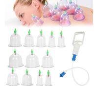 WIYETY Set di coppette Cupping Therapy: 12 bicchieri con pompa per vuoto, coppette con manico e tubo di prolunga, set di coppettazione, set per coppette per tutto il corpo