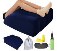 WIYETY Set di cuscini gonfiabili per le gambe, cuscino per le vene, cuscino gonfiabile, con maschera per gli occhi e tappi per le orecchie, cuscino di supporto per il miglioramento del sonno (blu)