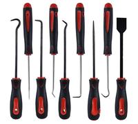 WIYETY Set di plettri e ganci, set di 9 pezzi, gancio di precisione e serratura, set extra lungo di precisione per la rimozione di tubi, strumenti di manutenzione (nero rosso)