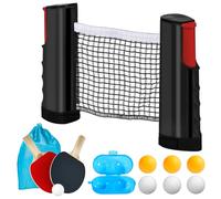 WIYETY Set racchette da ping pong professionale: 2 racchette + rete retrattile + 6 palline + 1 borsa + 1 scatola, set professionale